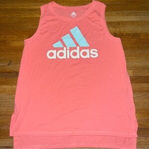Adidas Youth Girl Large Pink Graphic Logo Athletic Crew Neck Sleeveless Top